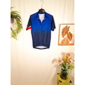 Aipeilei Men's Cycling Jersey Short-Sleeved Blue Size Medium